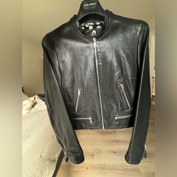 Dolce & Gabbana Woman's Black Leather Jacket, Size 42 - Picture 13 of 13